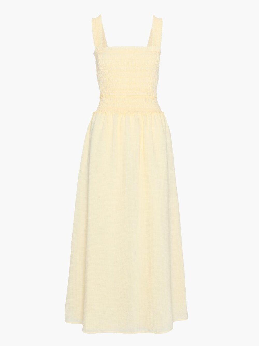 Hill House Home The Azalea Maxi Nap Dress - Butter Yellow Tonal Seersucker XXS